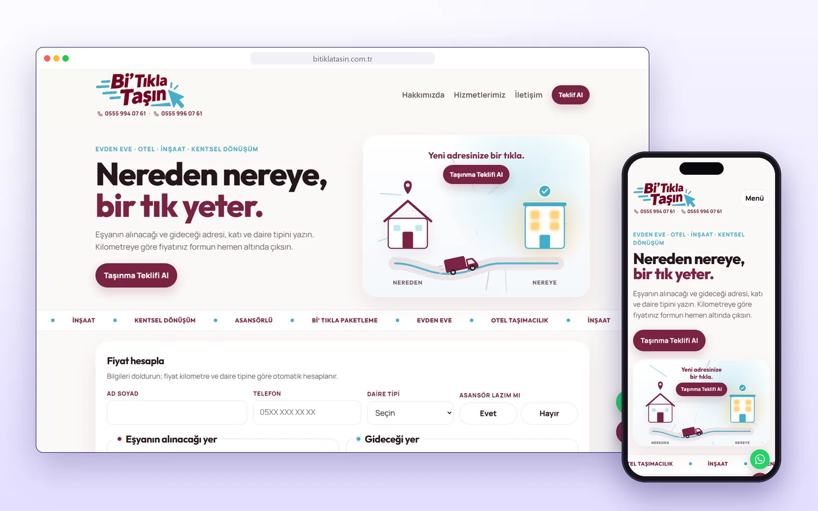 Bi’ Tıkla Taşın عرض الصفحة الرئيسية للموقع